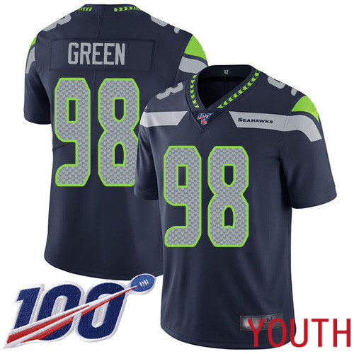 Seattle Seahawks Limited Navy Blue Youth Rasheem Green Home Jersey NFL Football #98 100th Season Vapor Untouchable->women nfl jersey->Women Jersey